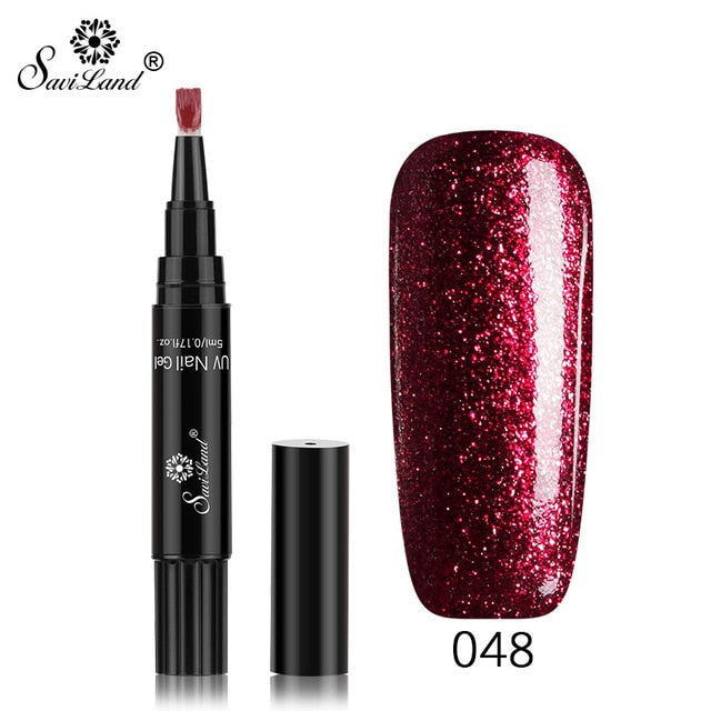 15.12 USD - Saviland 3-in-1 New Gel Nail Polish Pen: Glitter, Easy Application, 60 Colors, UV Hybrid Gel Polish, Easy to Use.