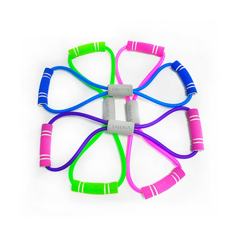 Corde élastique de résistance Yoga Gum Fitness 8 Word pour l'entraînement de la poitrine et le renforcement musculaire, idéale pour les exercices sportifs.