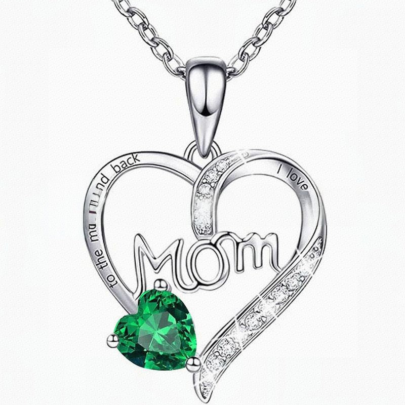 $12.81 - Engraved Heart Rhinestone Necklace for Mom, for Mother's Day and even her Birthday