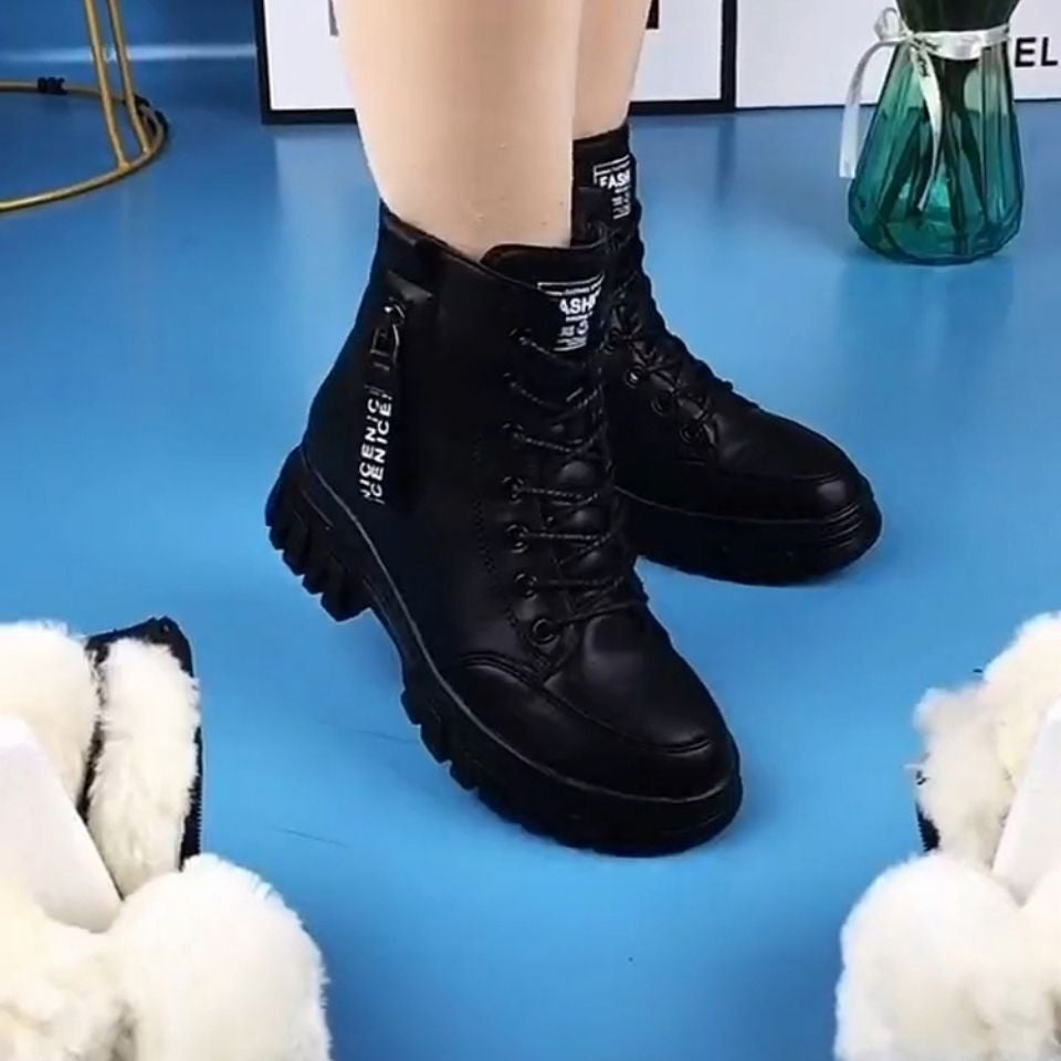 Women's Temu Autumn-Winter Wedge Heel Shoes, Thick Cotton, Warm and Comfortable, Ideal for Foreign Trade.
