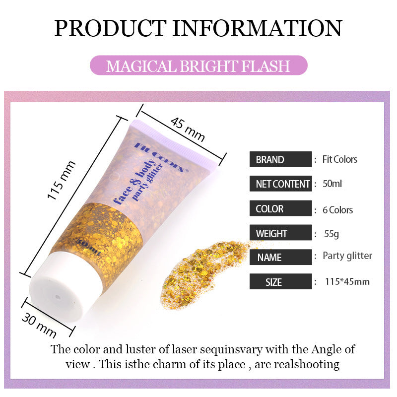13,97 USD - Fit Colors Gel à paillettes écailles de sirène Visage Corps Lèvres Ombre à paupières à paillettes Maquillage de scène polarisé lumineux