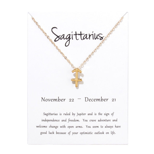 Collier pendentif zodiaque 12 constellations avec carte blanche