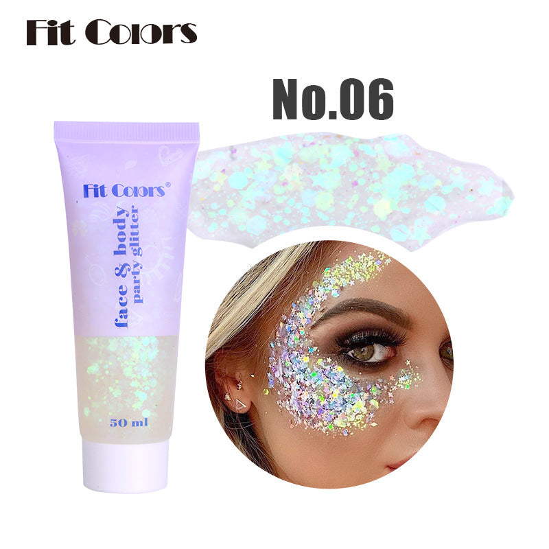 13,97 USD - Fit Colors Gel à paillettes écailles de sirène Visage Corps Lèvres Ombre à paupières à paillettes Maquillage de scène polarisé lumineux
