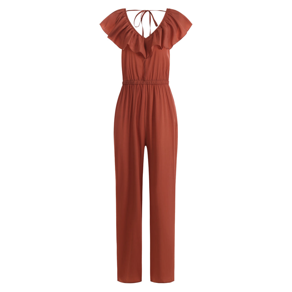 Combinaison pantalon droit pour femme, coupe cintrée à la taille