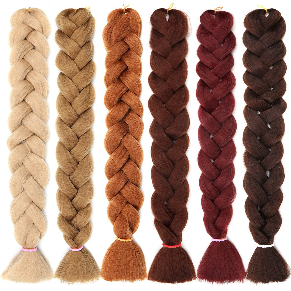 Mèche en fibre synthétique (style africain) à grosses nattes (Jumbo Braids) et natte façon « dreadlocks » (Dirty Braids), texture Yaki résistante à la chaleur.