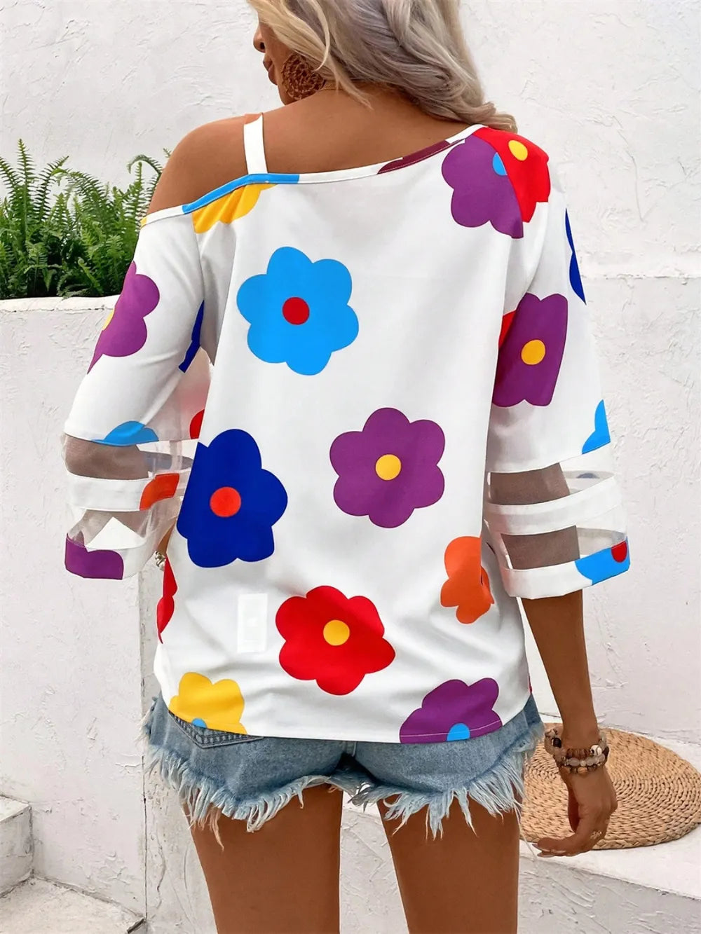 Chemisier asymétrique à fleurs