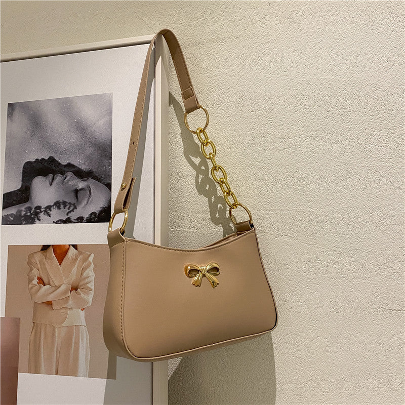 18.40 USD - Women's Textured Shoulder Bag, New Trendy Square Bag with Bow for Girls, Western Style
