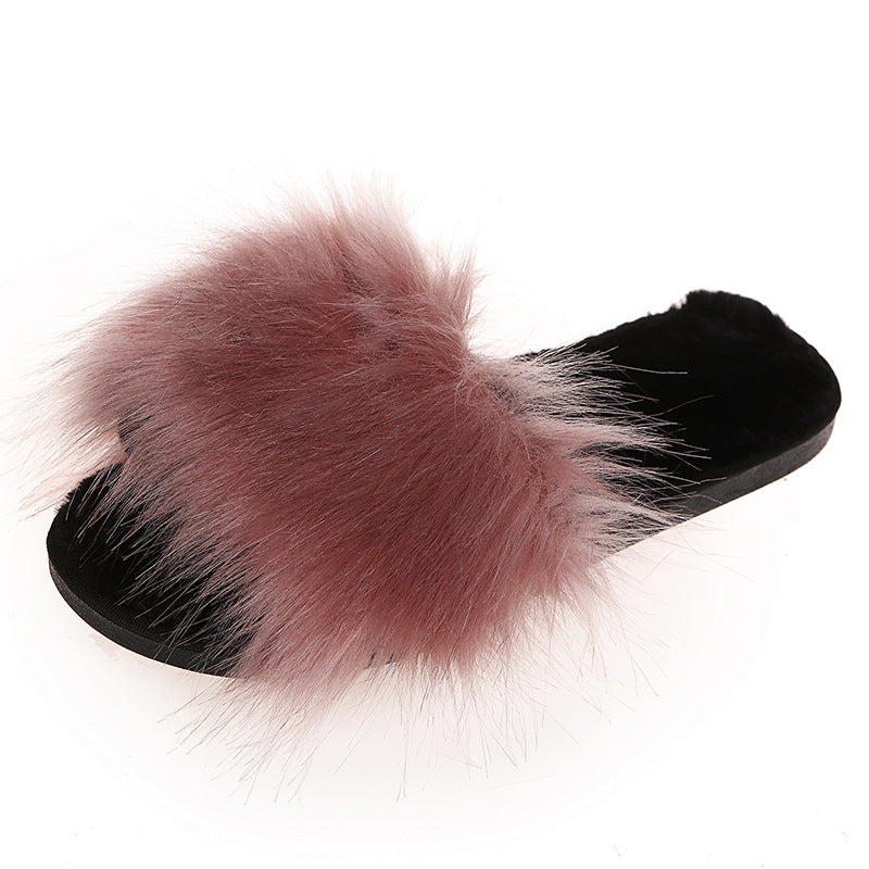 $23.28 USD - Plush slippers can be worn outside the house. Plus size slippers for women.