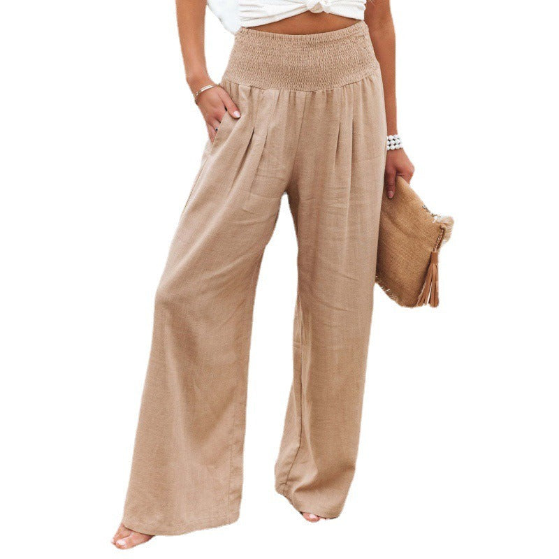 Women's Trendy Spring-Summer Wide-Leg Cotton and Hemp Trousers