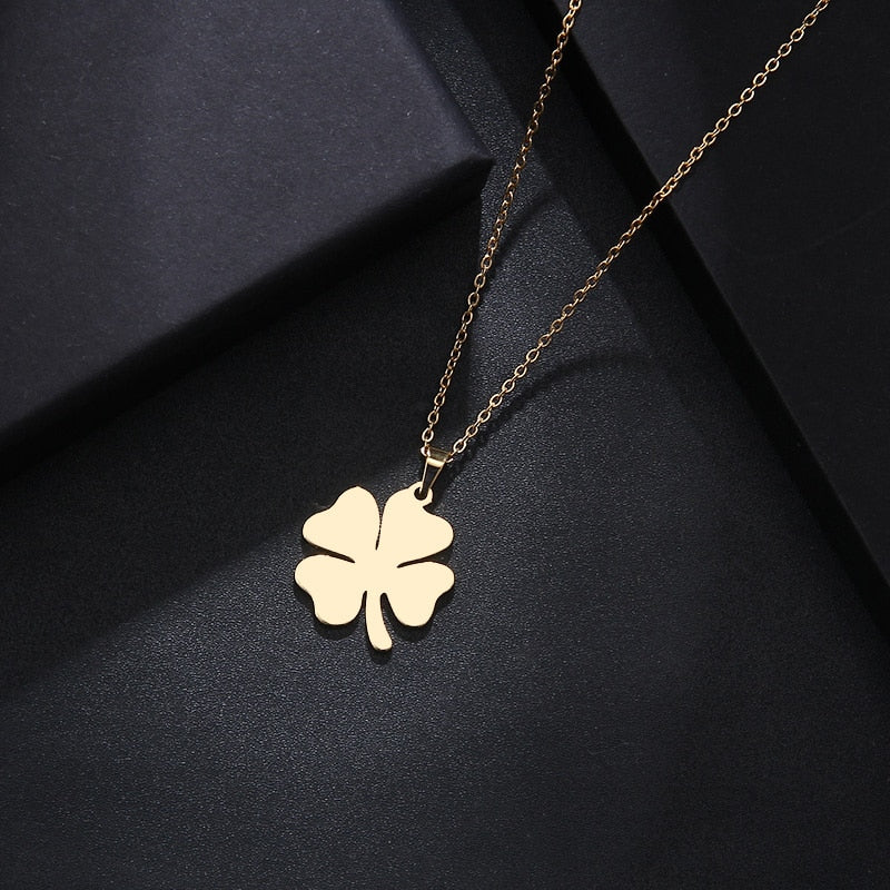 13,97 USD - Collier DOTIFI en acier inoxydable pour femme et homme, pendentif trèfle couleur or et argent.