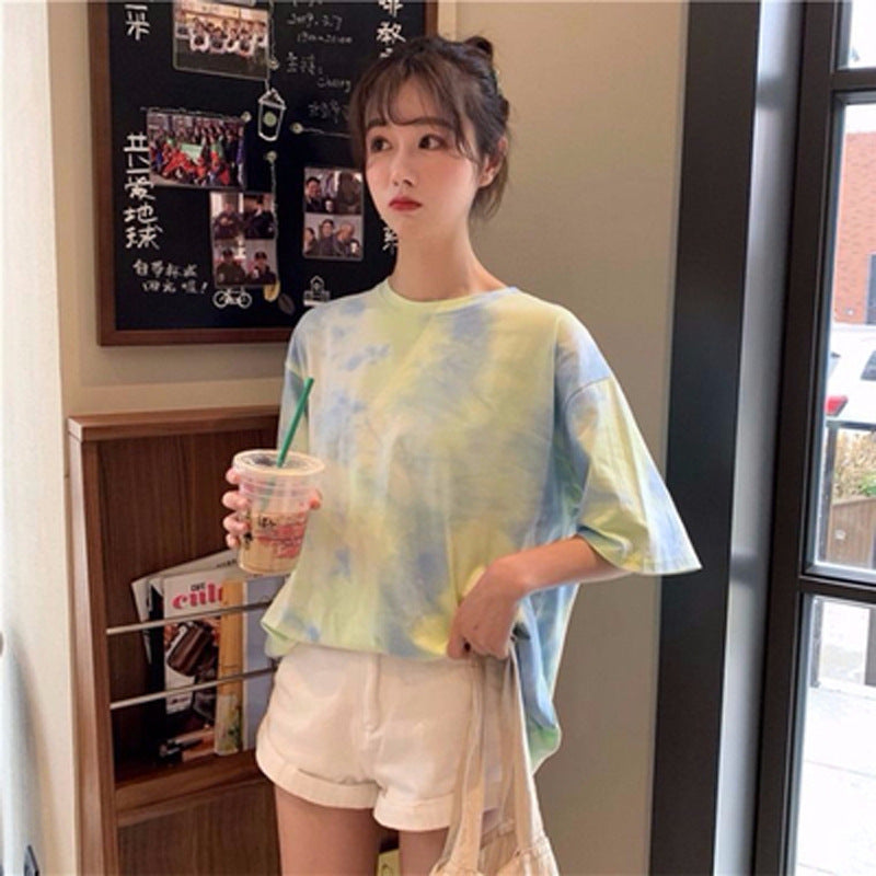 Camiseta holgada vintage de manga corta para mujer, estilo urbano