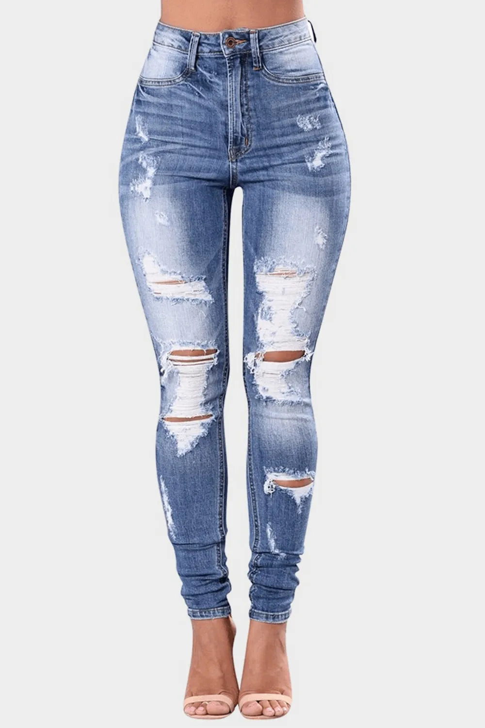Jeans skinny délavés grande taille