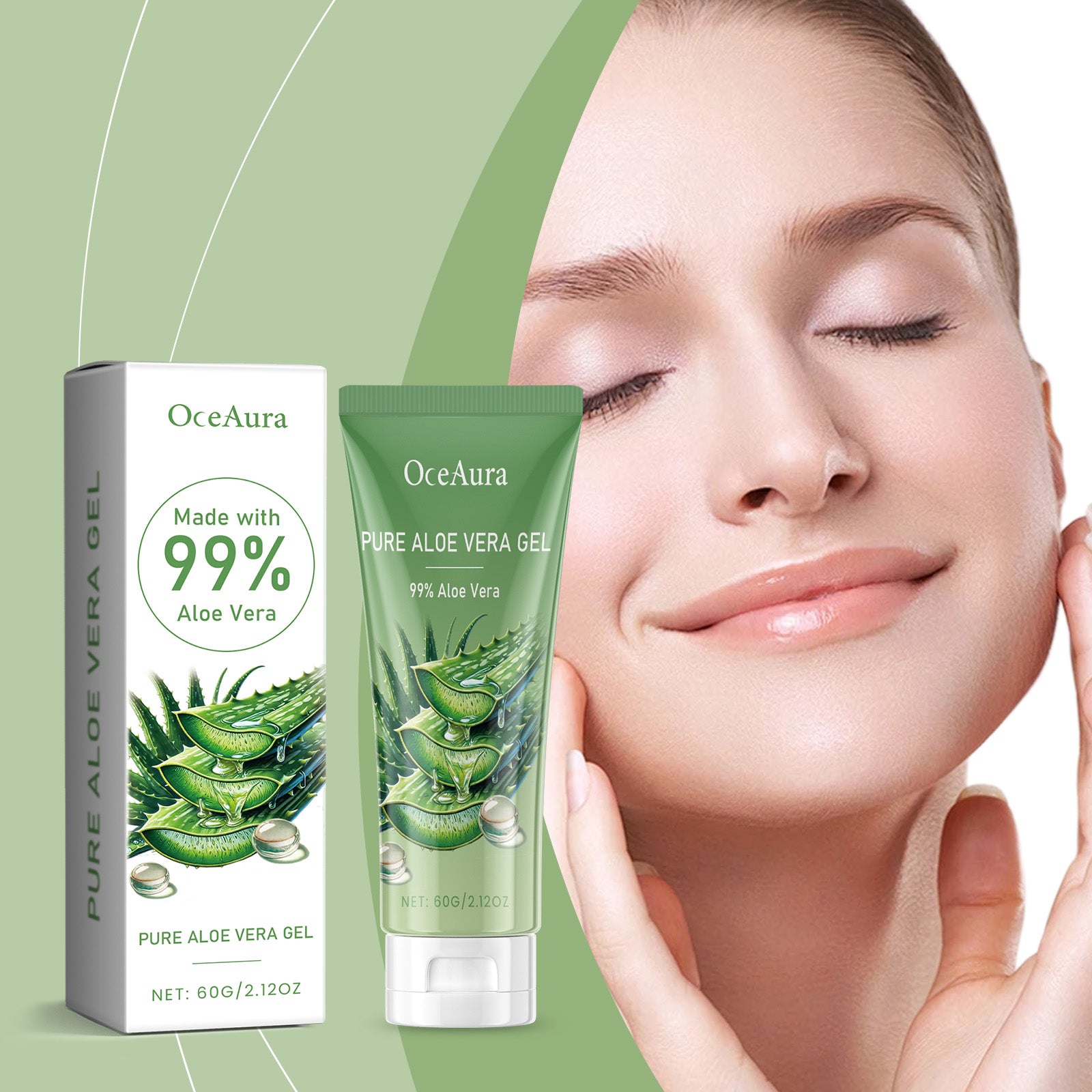 24.69 USD - Aloe Vera Soothing Gel, hydrating facial care, moisturizing care for acne-prone skin, soothing after-sun care, aloe vera gel cream