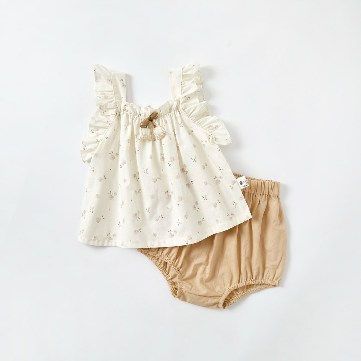 Ensemble deux pièces à motifs floraux pour filles, tenue d'été légère, style décontracté et tendance