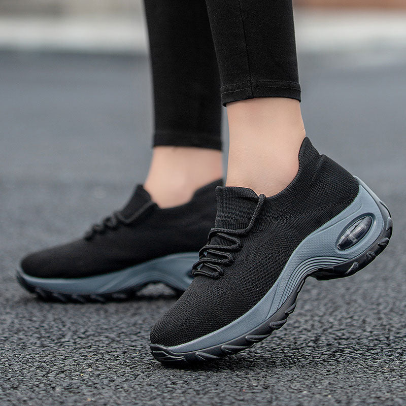 Flying Woven Wedges Casual Shoes Women High Heel Sneakers Women Platform Shoes Zapatilla De Mujer Outdoor Walking Shoes