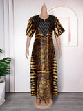 Robe longue ample à motifs pour femme africaine, grande taille, avec strass