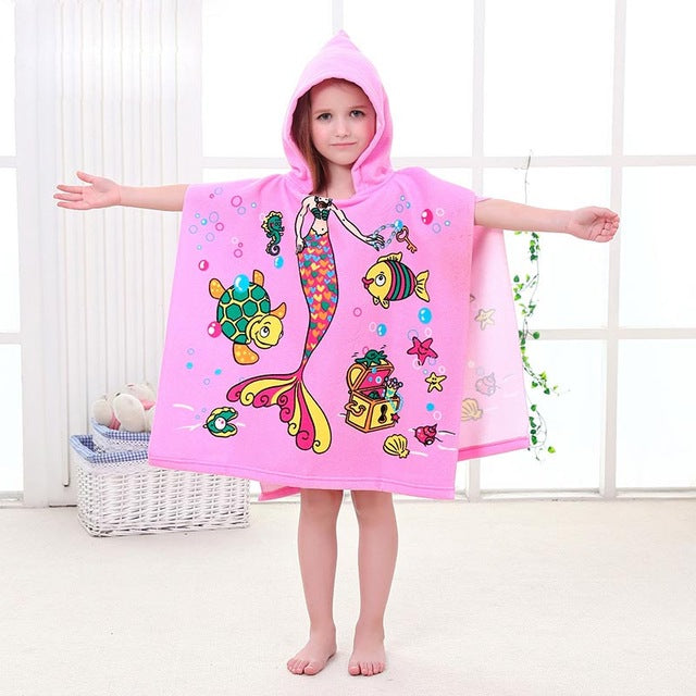 17.46 USD Cape de plage à capuche pour enfants, motif animaux, en microfibre, 60 x 120 cm, idéale pour la natation et le bain. Convient aux bébés et aux filles.