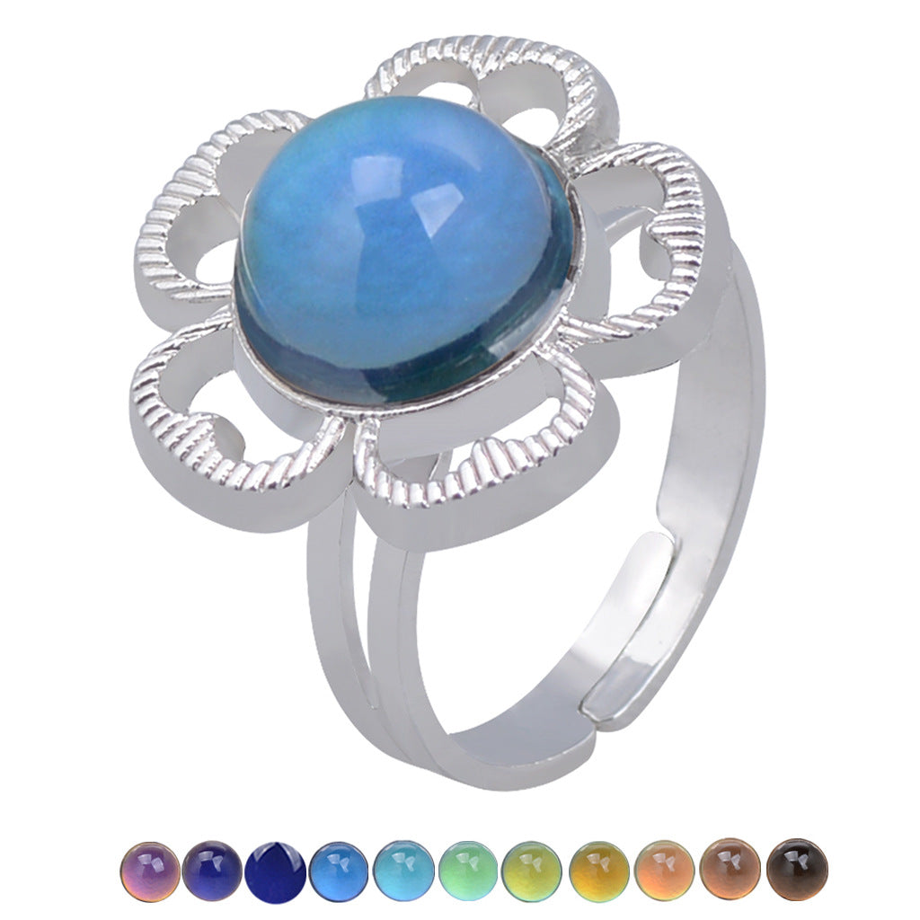 USD 13.98 - Vintage thermochromic ring for women, glamorous and elegant style, adorned with gemstones.