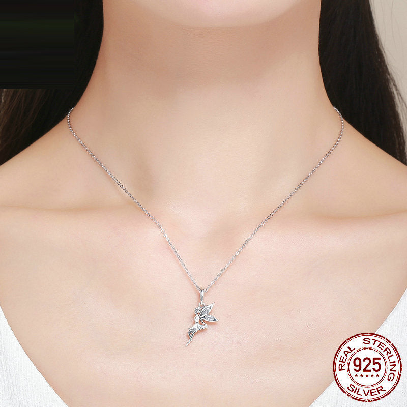 Accessoires en argent sterling S925 pour femmes : Bracelet pendentif fée des fleurs à faire soi-même, breloque pour collier personnalisée