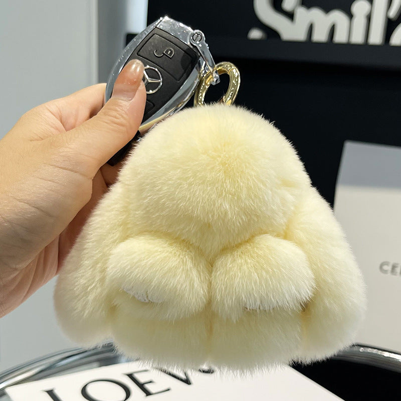 17,46 USD - Adorable lapin Rex en fourrure, porte-clés/pendentif/mini-sac en peluche, ornement lapin