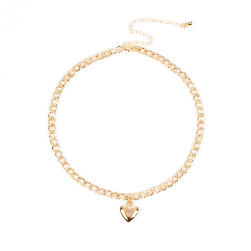 13.18 USD - Fashionable Women's Choker Necklace, Gold or Silver Heart Pendant.