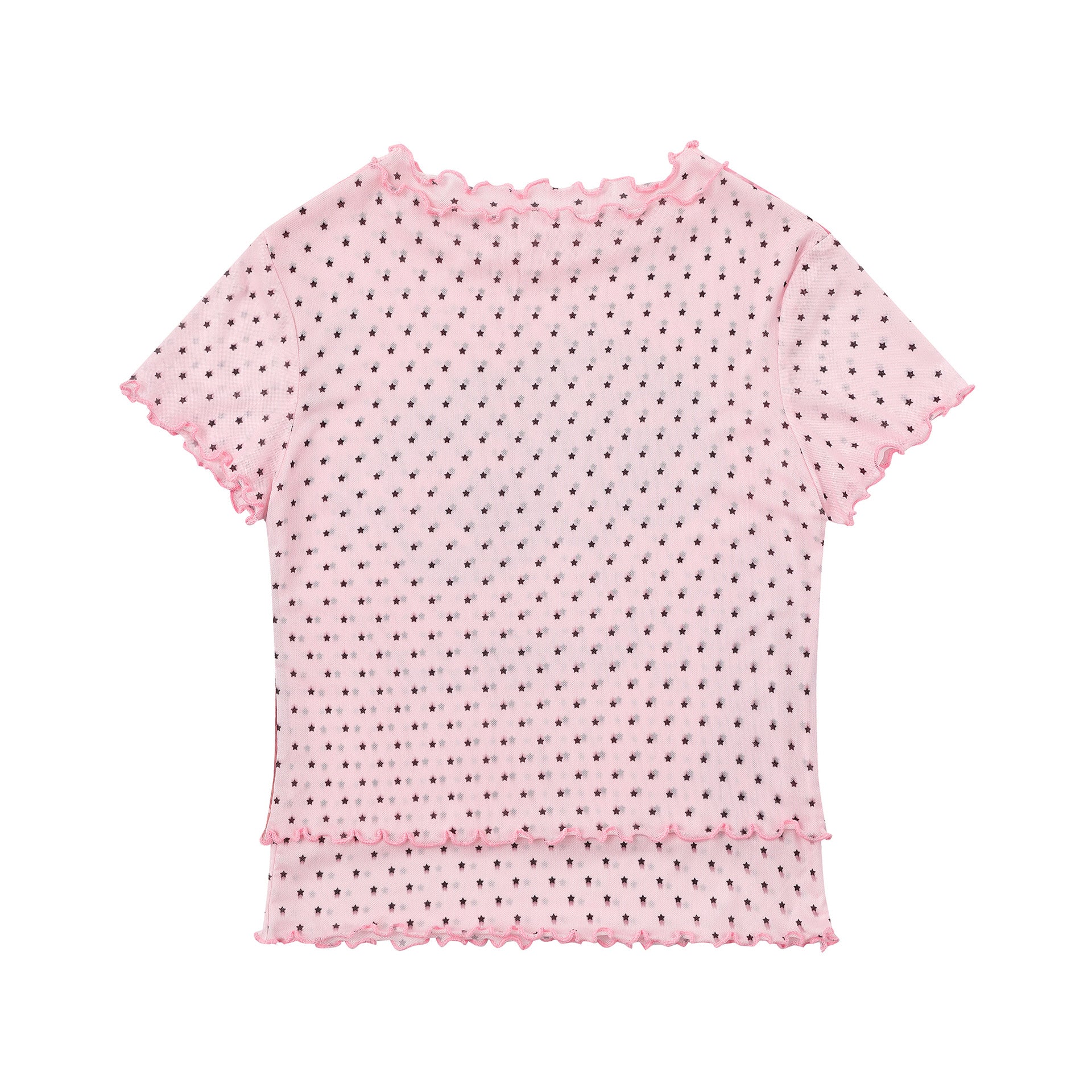 Sweet Style Cartoon Graffiti Colorful Plaid Ruffle T-shirt