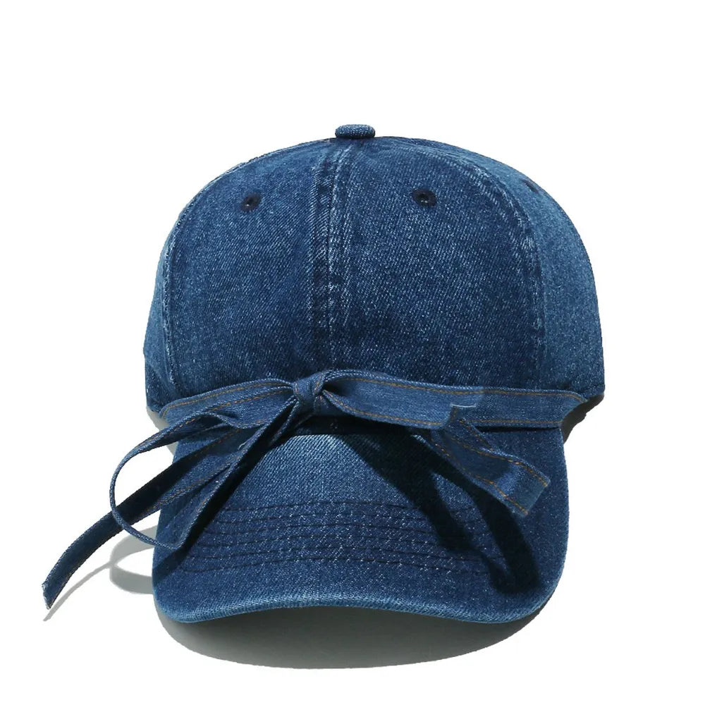 14,55 USD - Casquette de baseball en denim délavé avec nœud