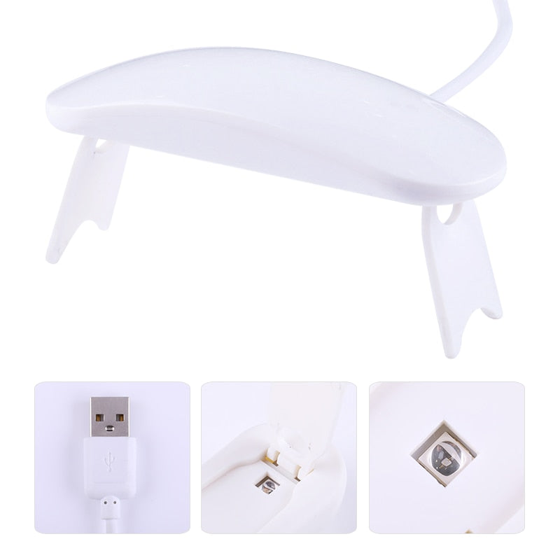 13.97 USD Sèche-ongles UV LED 6W blanc, portable, avec câble micro USB, pour une utilisation à domicile. Séchoir à vernis gel UV, 3 LED, outils de nail art.