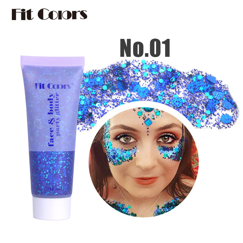 13,97 USD - Fit Colors Gel à paillettes écailles de sirène Visage Corps Lèvres Ombre à paupières à paillettes Maquillage de scène polarisé lumineux