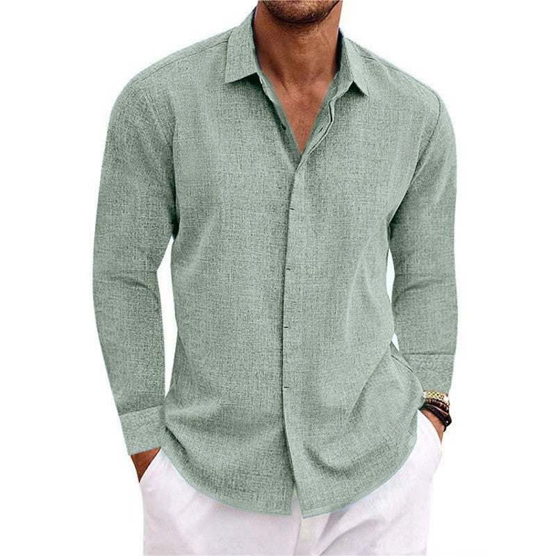 23.28 USD T-shirt à manches longues en lin pour homme, coupe ample, couleur unie, en coton et lin. Chemise oversize pour homme.