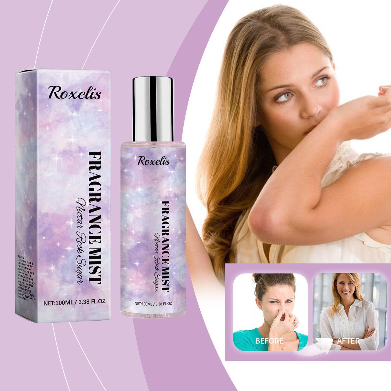 $23.29 - Roxelis Nectar Rock Sugar Fragrance Mist, Fruity and Fresh Summer Scent for Women, Long Lasting and Portable.