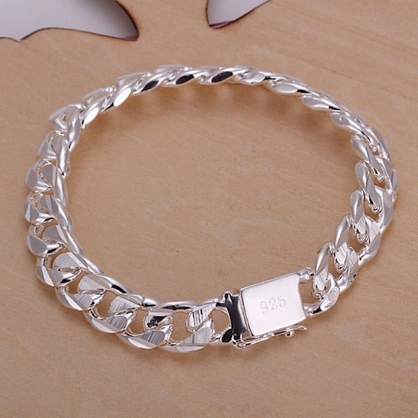 $14.72 - S925 Sterling Silver High-end Unisex Bracelet, Fashion Jewelry, Men's Gift, 10mm Elegant Square Bracelet