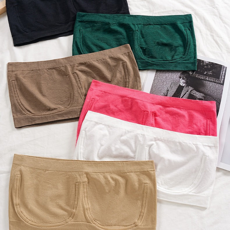 Sujetador bandeau sin tirantes, estilo bandeau, talla grande, imitación acero, ropa interior deportiva