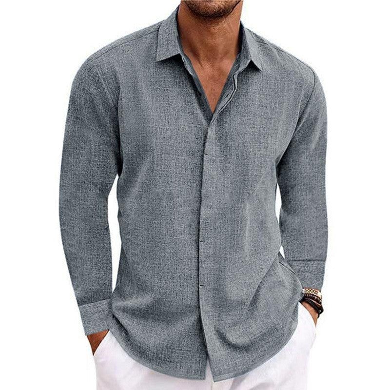 23.28 USD T-shirt à manches longues en lin pour homme, coupe ample, couleur unie, en coton et lin. Chemise oversize pour homme.