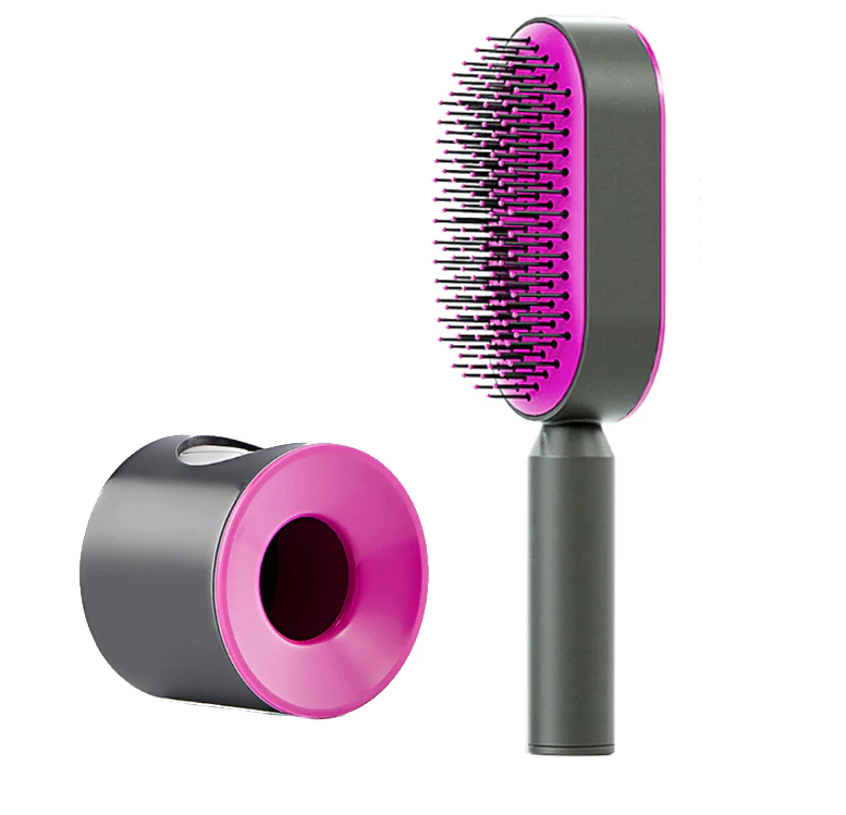 Peigne à coussin d'air amélioré avec système de pression pour un nettoyage facile, idéal pour les cheveux longs des femmes. Peigne de massage avec coussin d'air.