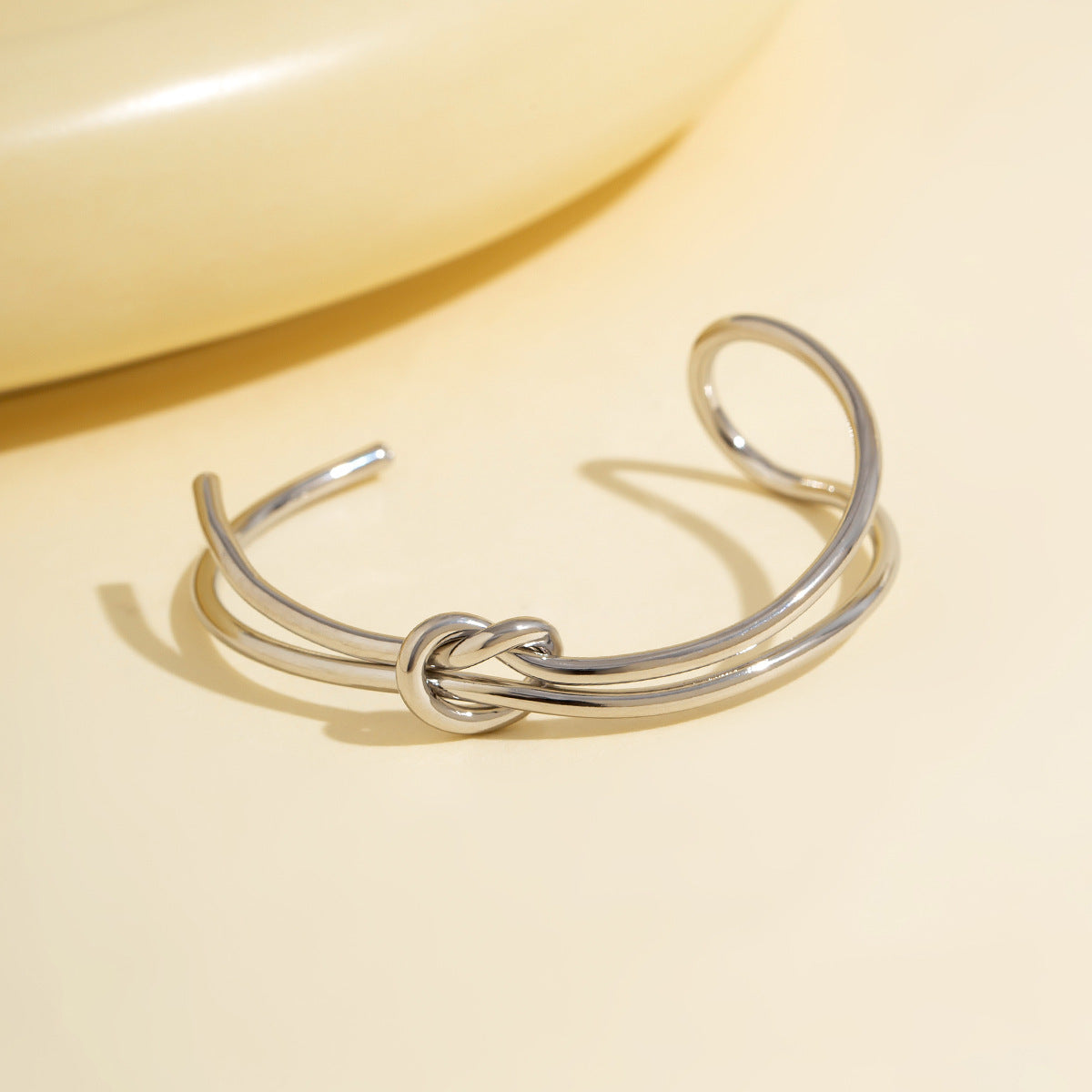 $7.22 USD - Double-row bracelet with hollow knot opening, trendy handmade accessory, ideal for women's daily wear.