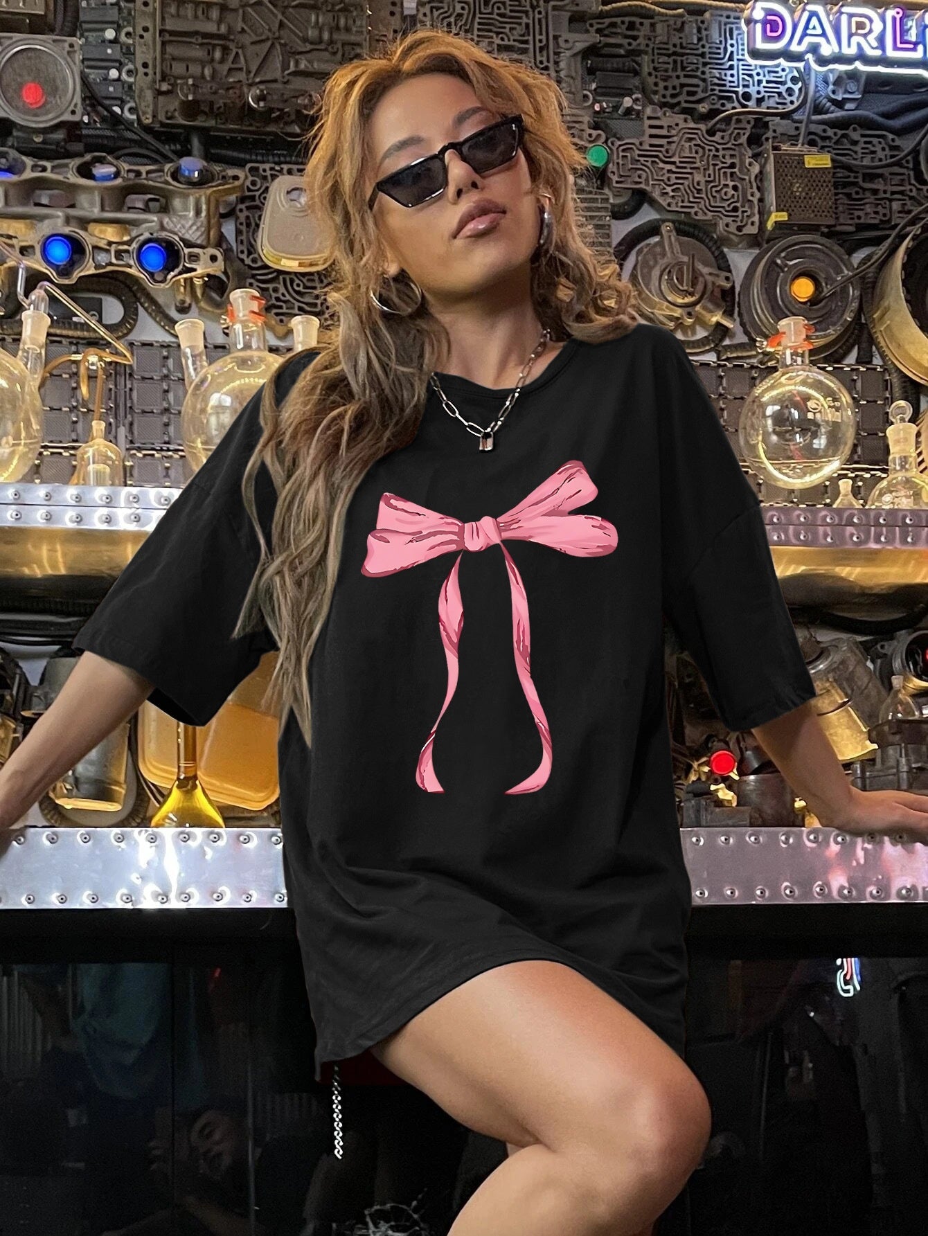 Multicolor crew-neck short-sleeve T-shirt