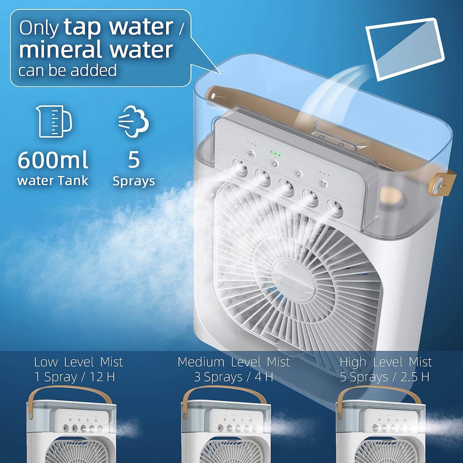 Ventilateur de bureau électrique, refroidisseur d'air, ventilateur à brumisation d'eau, climatiseur portable, ventilateur humidificateur USB, mini humidificateur d'air