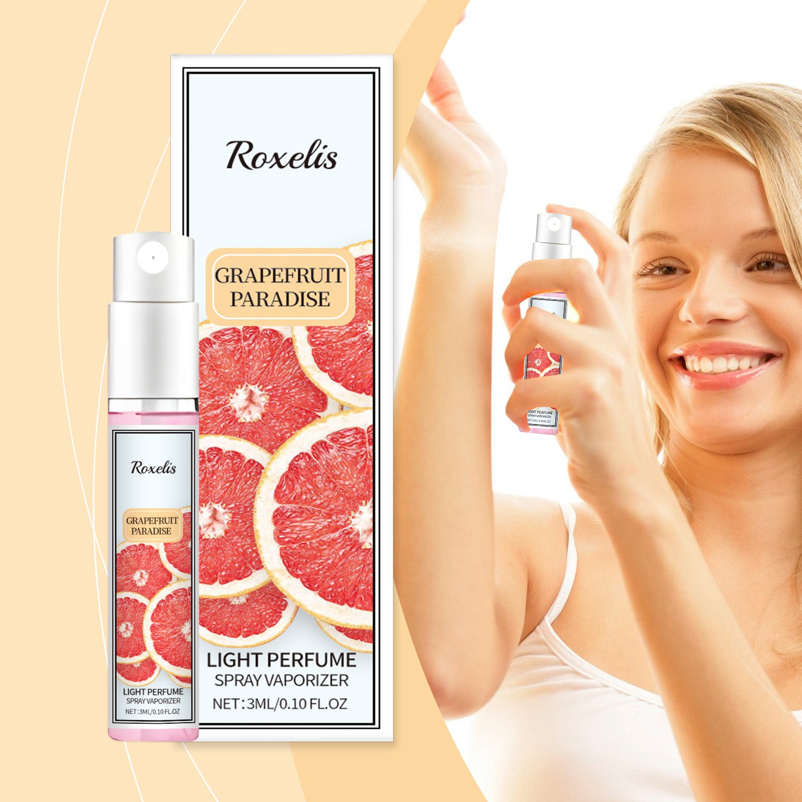Grapefruit perfume spray, natural, fresh, and long-lasting fragrance, for a captivating and light atmosphere.