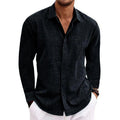 23.28 USD T-shirt à manches longues en lin pour homme, coupe ample, couleur unie, en coton et lin. Chemise oversize pour homme.