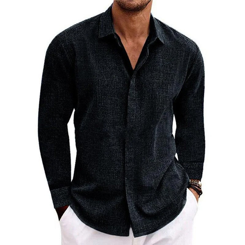 23.28 USD T-shirt à manches longues en lin pour homme, coupe ample, couleur unie, en coton et lin. Chemise oversize pour homme.