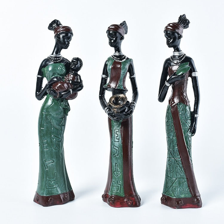 Figurine décorative en résine au design exotique représentant un personnage africain – Objet créatif pour bureau ou cadeau