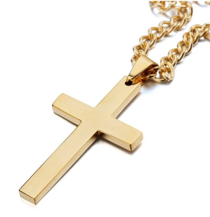 Collar con colgante de cruz simple con cadena, joya cristiana