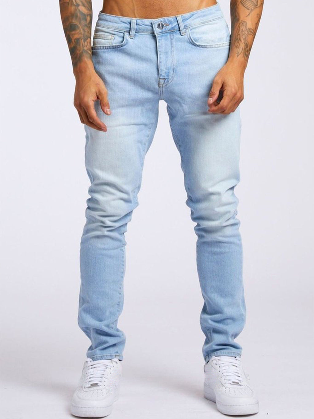 25.61 USD Jean  taille haute pour homme - Pantalon en denim noir coupe