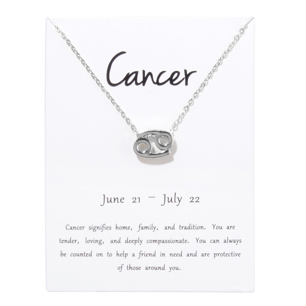 Collier pendentif zodiaque 12 constellations avec carte blanche