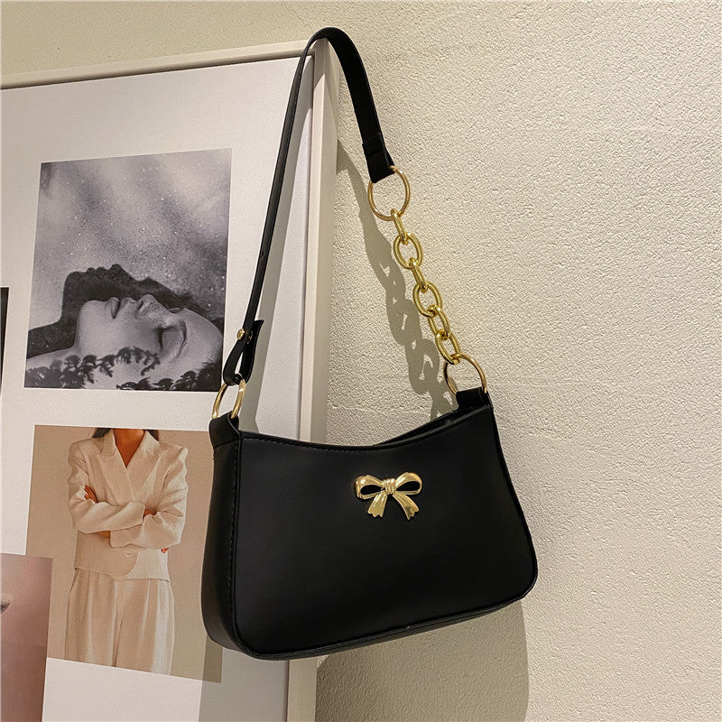 18.40 USD - Women's Textured Shoulder Bag, New Trendy Square Bag with Bow for Girls, Western Style
