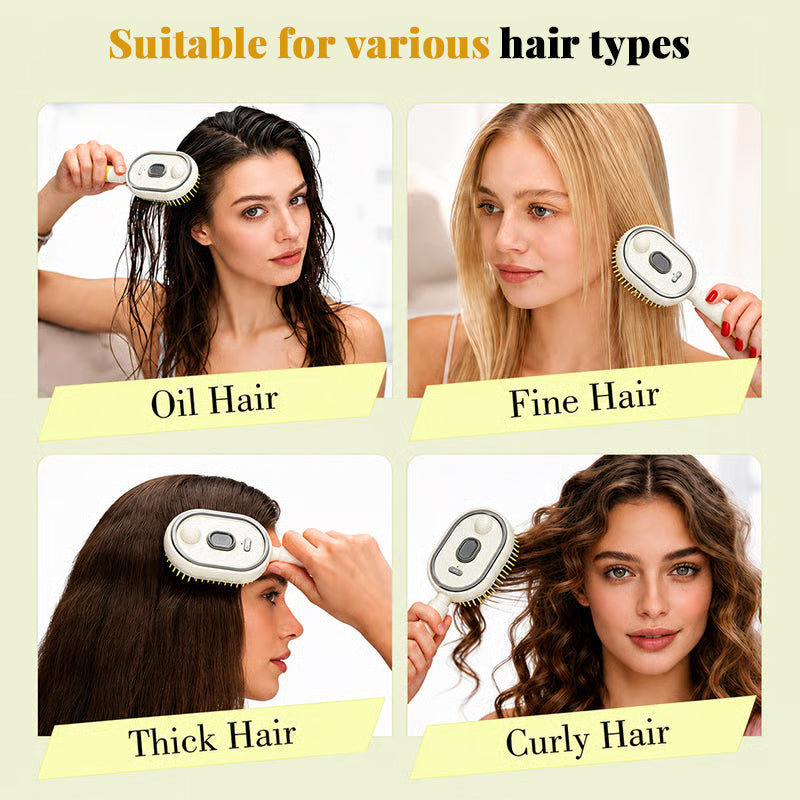 Brosse à cheveux électrique vapeur avec brumisateur, peigne lissant ionique pour moins de casse et sans résidus, outil de coiffage pour des cheveux lisses et brillants