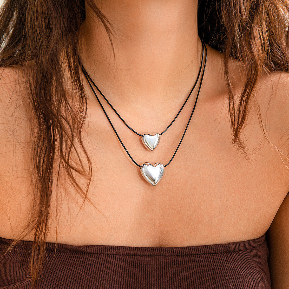9.30/10.47 USD - Simple and Creative Love Pendant, Versatile Clavicle Chain, Personalized Waxed Cord, Cold Wind Necklace for Women