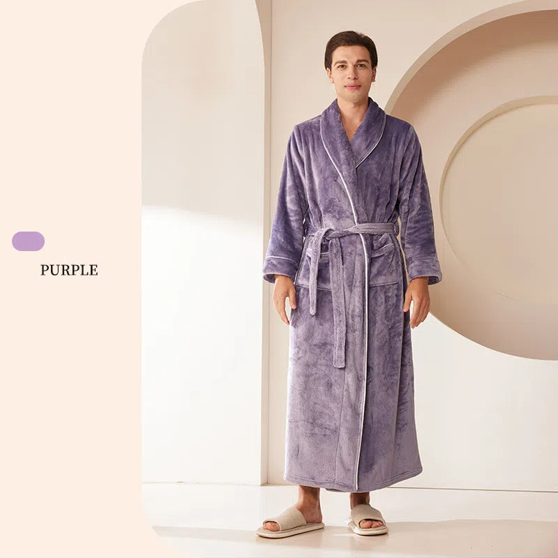 Chemise de nuit en flanelle pour homme, peignoir simple grande taille en polaire corail pour couple, peignoir pour femme