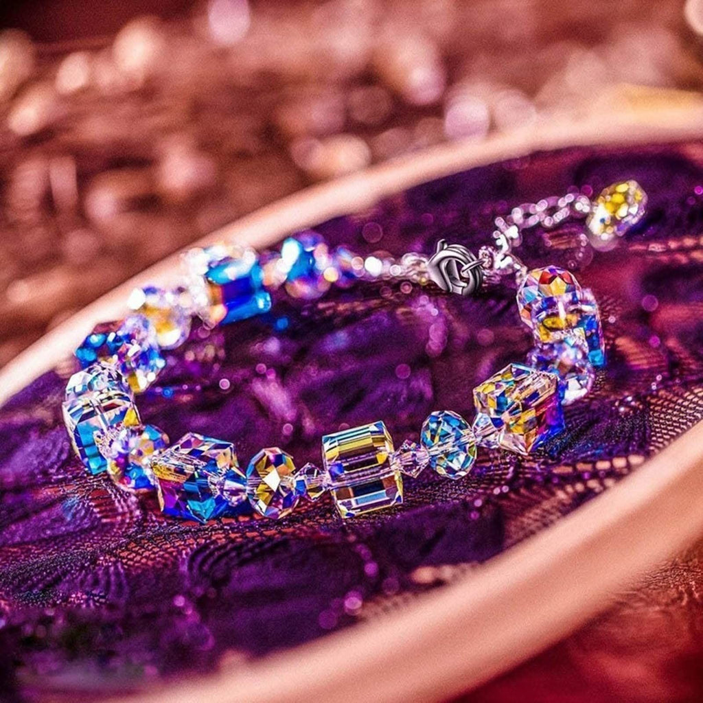Parure bijoux « Sugar Crystal » : bracelet, collier et boucles d'oreilles en cristal
